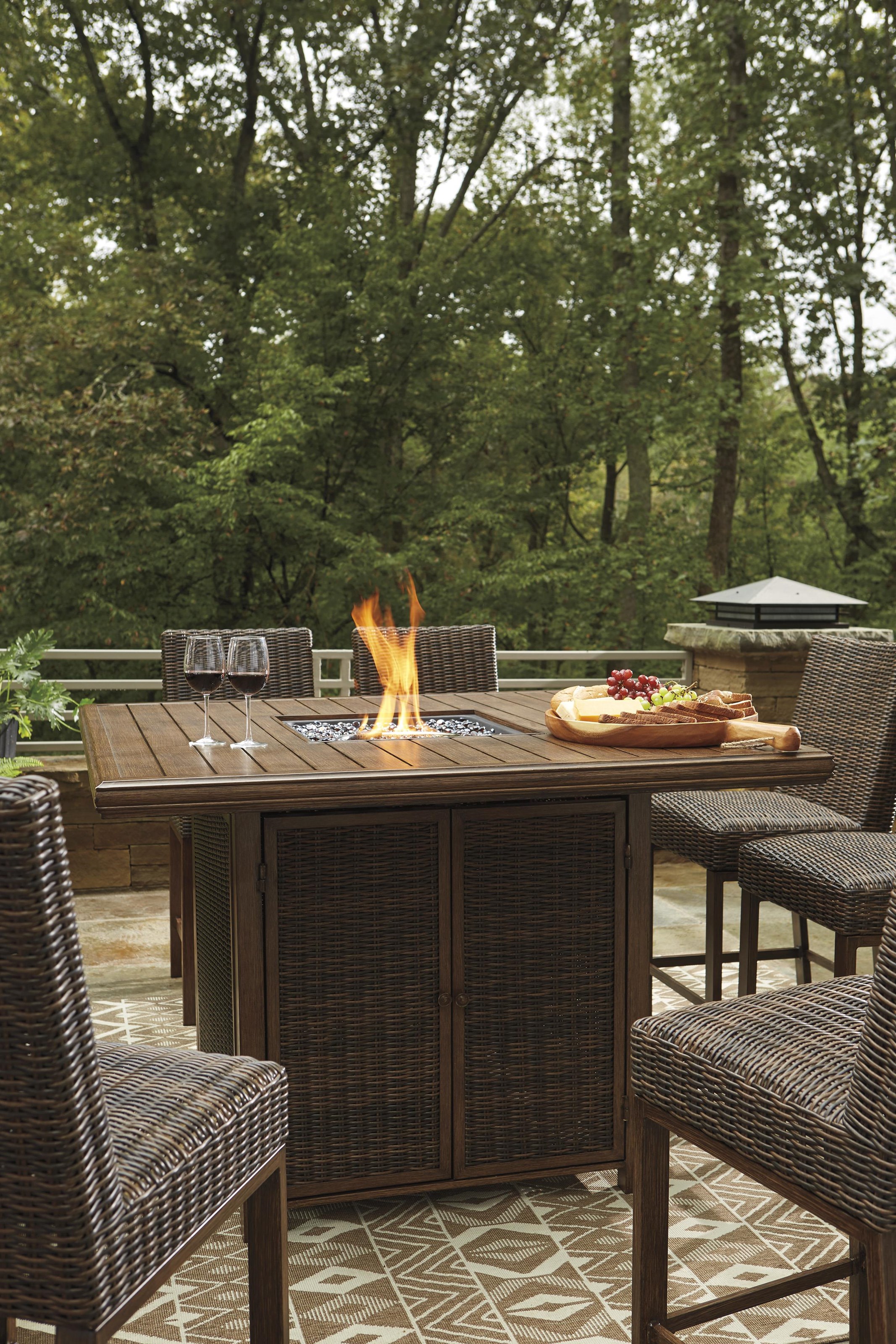 Paradise trail bar table store with fire pit
